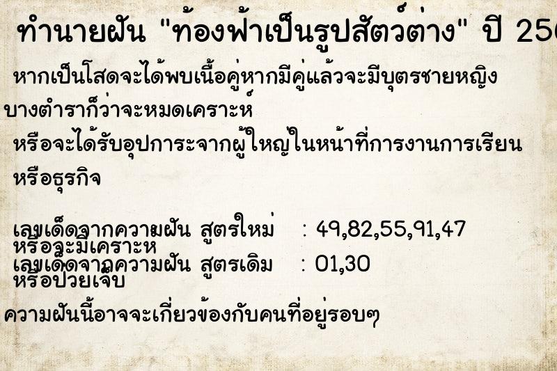 ทำนายฝันท้องฟ้าเป็นรูปสัตว์ต่าง ทำนายฝันทำนายฝันท้องฟ้าเป็นรูปสัตว์ต่าง