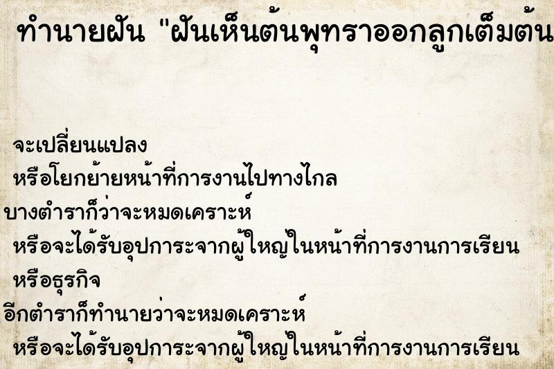 ทำนายฝันฝันเห็นต้นพุทราออกลูกเต็มต้น ทำนายฝันทำนายฝันฝันเห็นต้นพุทราออกลูกเต็มต้น