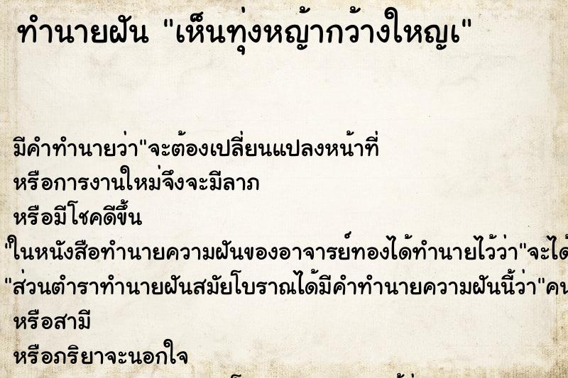 ทำนายฝัน เห็นทุ่งหญ้ากว้างใหญà ตำราโบราณ แม่นที่สุดในโลก