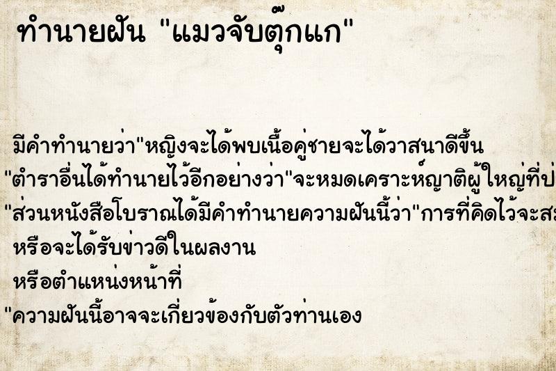 ทำนายฝัน แมวจับตุ๊กแก ทำนายฝัน แมวจับตุ๊กแก