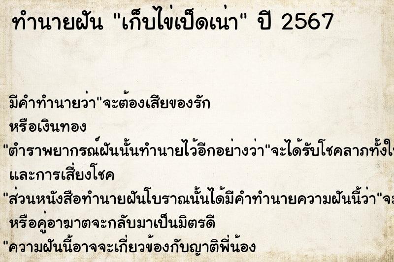 ทำนายฝันเก็บไข่เป็ดเน่า ทำนายฝันทำนายฝันเก็บไข่เป็ดเน่า