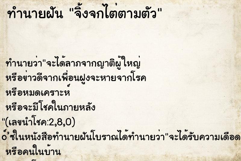 ทำนายฝัน จิ้งจกไต่ตามตัว ทำนายฝัน จิ้งจกไต่ตามตัว