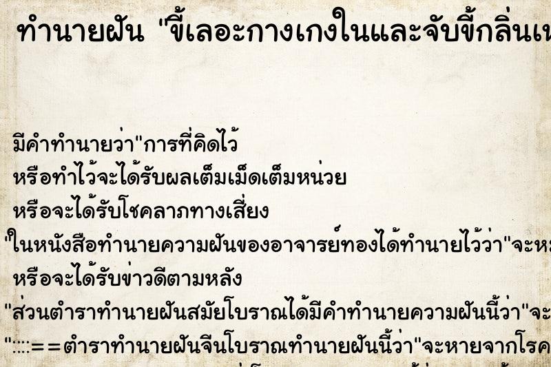 ทำนายฝัน ขี้เลอะกางเกงในและจับขี้กลิ่นเหม็นมาก ตำราโบราณ แม่นที่สุดในโลก