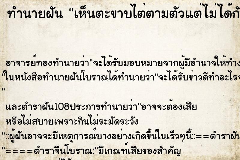 ทำนายฝันเห็นตะขาบไต่ตามตัวแต่ไม่ได้กัด ทำนายฝันทำนายฝันเห็นตะขาบไต่ตามตัวแต่ไม่ได้กัด