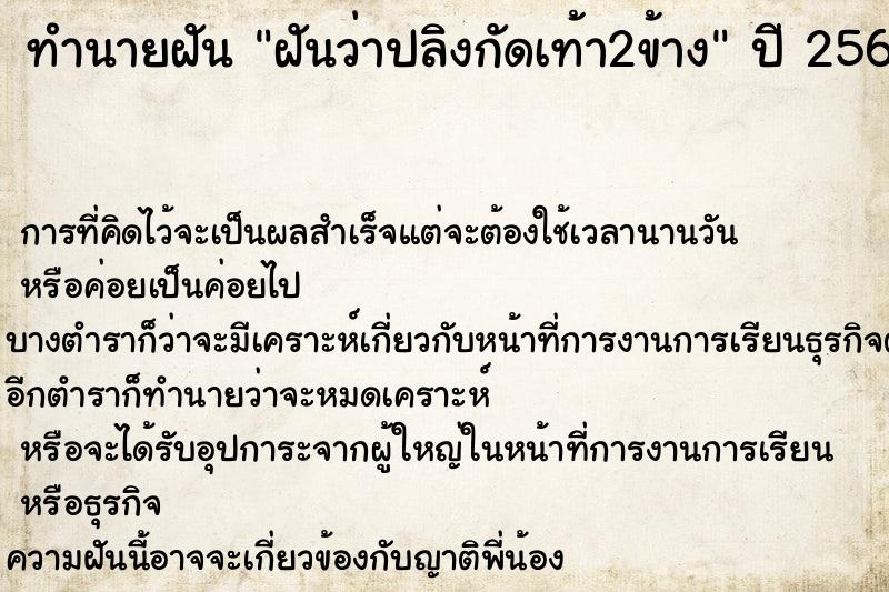 ทำนายฝันทำนายฝันฝันว่าปลิงกัดเท้า2ข้าง