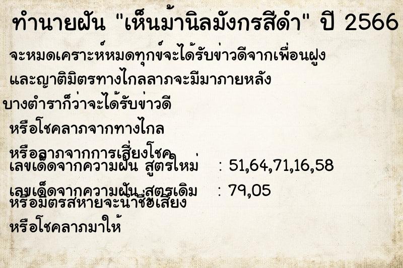 ทำนายฝัน เห็นม้านิลมังกรสีดำ ทำนายฝัน เห็นม้านิลมังกรสีดำ