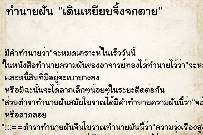 ทำนายฝัน เดินเหยียบจิ้งจกตาย