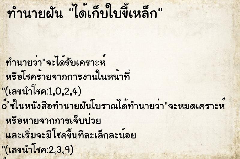 ทำนายฝันทำนายฝันได้เก็บใบขี้เหล็ก