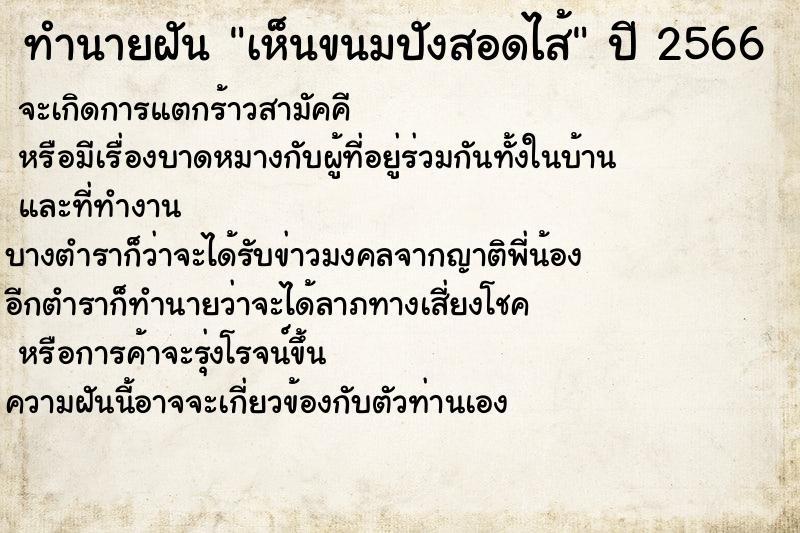 ทำนายฝันทำนายฝันเห็นขนมปังสอดไส้