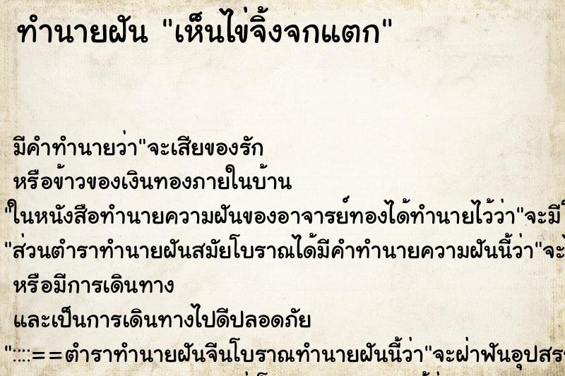 ทำนายฝัน เห็นไข่จิ้งจกแตก ทำนายฝัน เห็นไข่จิ้งจกแตก