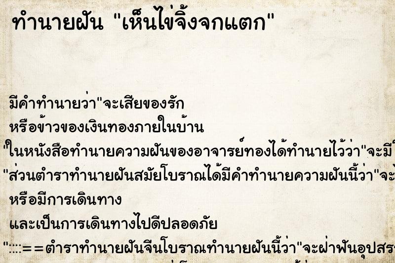 ทำนายฝัน เห็นไข่จิ้งจกแตก ตำราโบราณ แม่นที่สุดในโลก