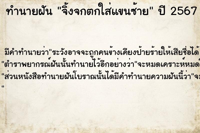 ทำนายฝัน จิ้งจกตกใส่แขนซ้าย