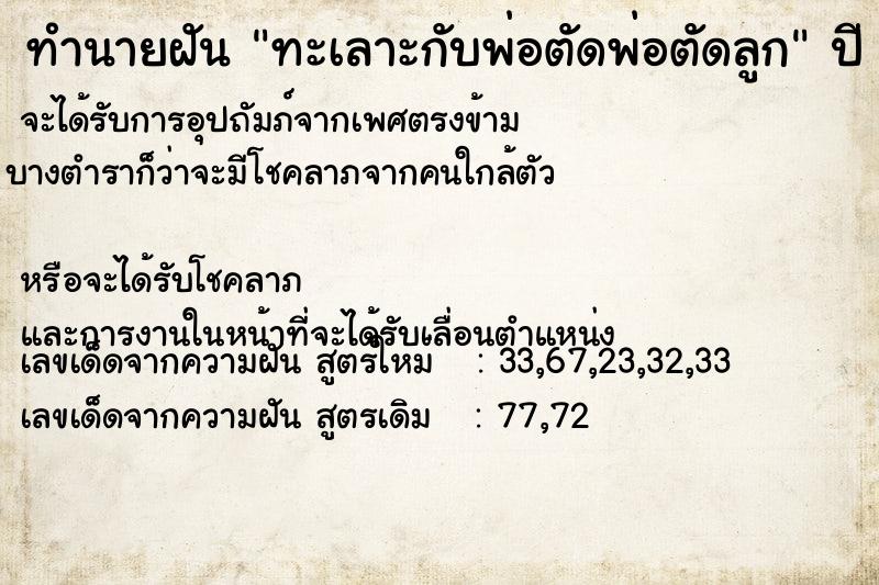 ทำนายฝัน ทะเลาะกับพ่อตัดพ่อตัดลูก