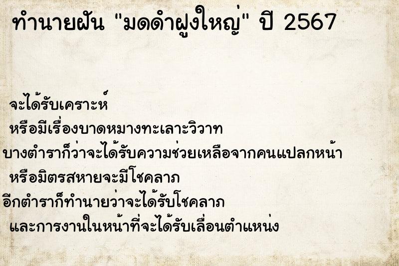 ทำนายฝัน มดดําฝูงใหญ่