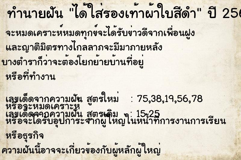 ทำนายฝันได้ใส่รองเท้าผ้าใบสีดำ ทำนายฝันทำนายฝันได้ใส่รองเท้าผ้าใบสีดำ