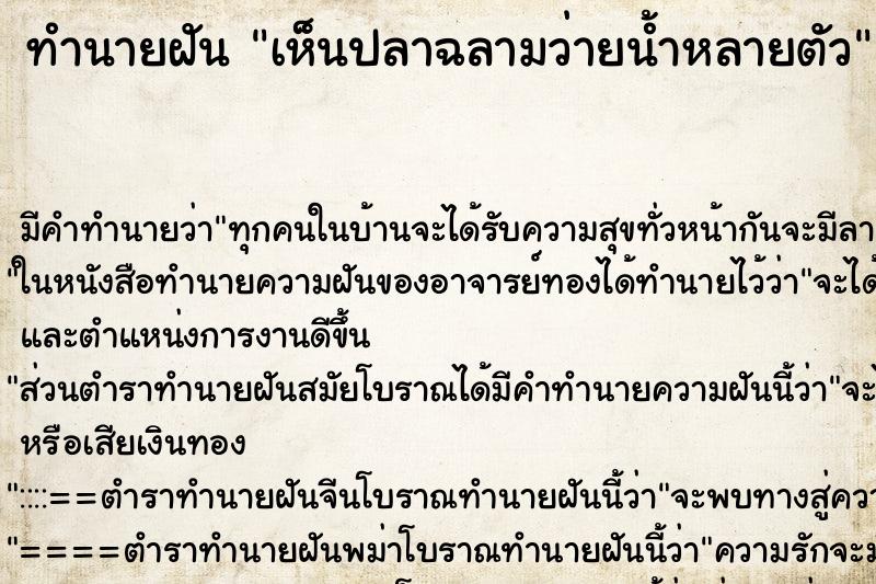 ทำนายฝัน เห็นปลาฉลามว่ายน้ำหลายตัว ตำราโบราณ แม่นที่สุดในโลก