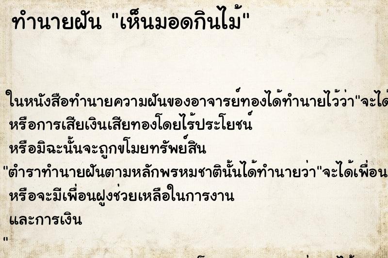 ทำนายฝันเห็นมอดกินไม้ ทำนายฝันทำนายฝันเห็นมอดกินไม้