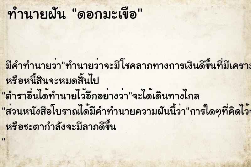 ทำนายฝันทำนายฝันดอกมะเขือ