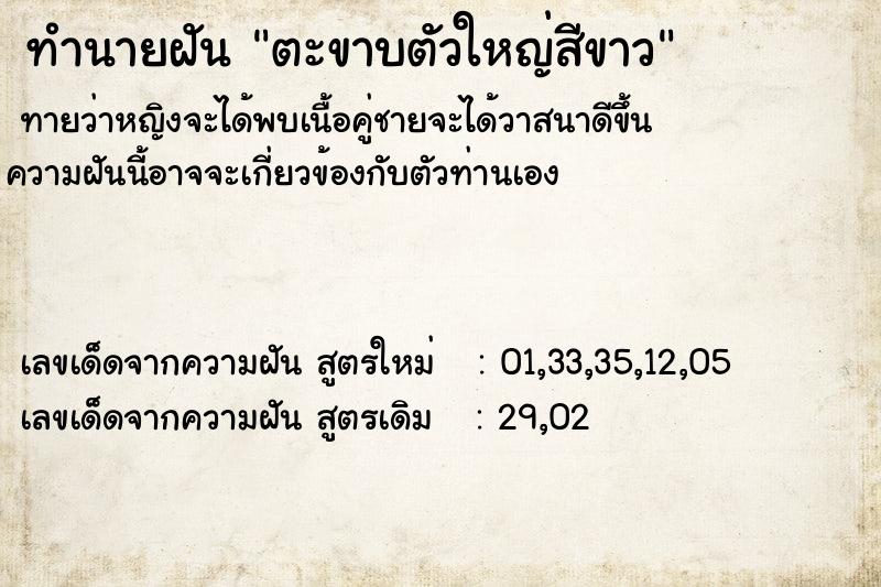 ทำนายฝันตะขาบตัวใหญ่สีขาว ทำนายฝันทำนายฝันตะขาบตัวใหญ่สีขาว