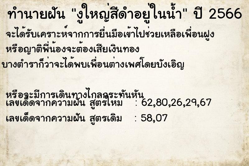 ทำนายฝัน งูใหญ่สีดำอยู่ในน้ำ ทำนายฝัน งูใหญ่สีดำอยู่ในน้ำ