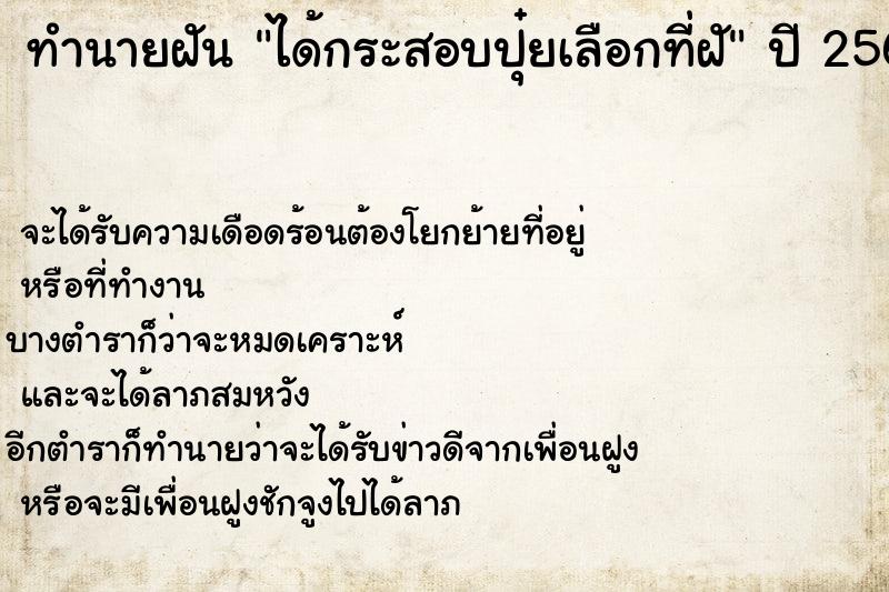ทำนายฝันทำนายฝันได้กระสอบปุ๋ยเลือกที่ฝั