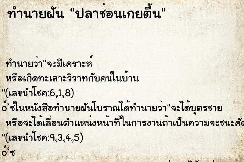 ทำนายฝันทำนายฝันปลาช่อนเกยตื้น
