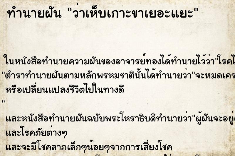 ทำนายฝันว่าเห็บเกาะขาเยอะแยะ ทำนายฝันทำนายฝันว่าเห็บเกาะขาเยอะแยะ