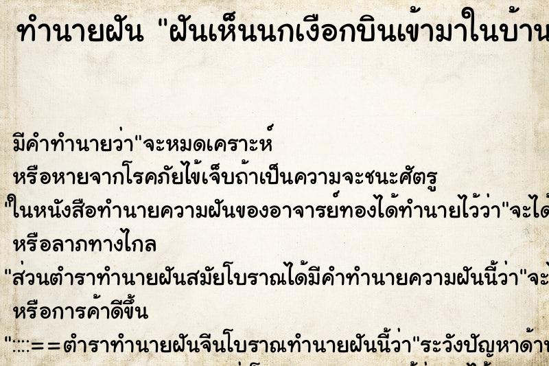 ทำนายฝัน ฝันเห็นนกเงือกบินเข้ามาในบ้าน ตำราโบราณ แม่นที่สุดในโลก