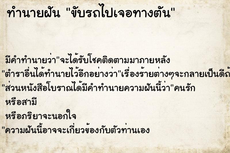 ทำนายฝัน ขับรถไปเจอทางตัน