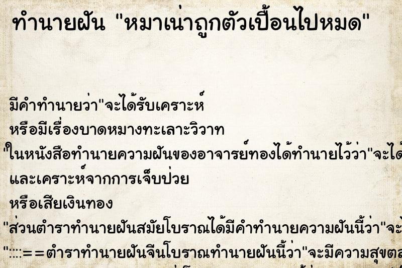ทำนายฝันทำนายฝันหมาเน่าถูกตัวเปื้อนไปหมด