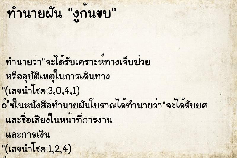 ทำนายฝัน งูก้นขบ ทำนายฝัน งูก้นขบ