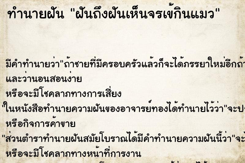 ทำนายฝันทำนายฝันฝันถึงฝันเห็นจรเข้กินแมว