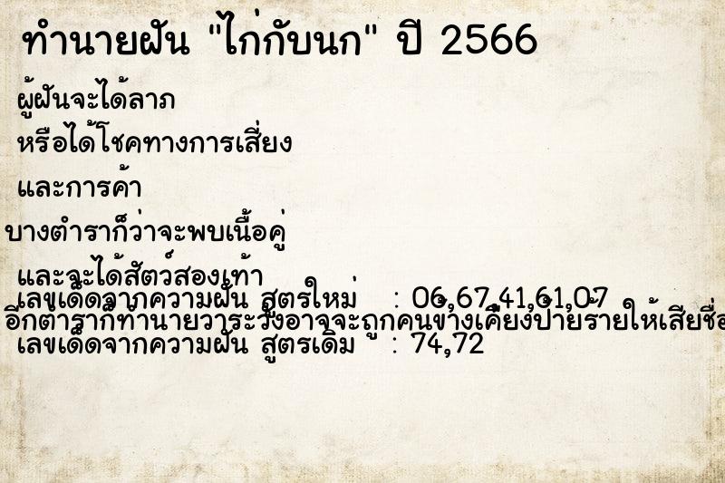 ทำนายฝันไก่กับนก ทำนายฝันทำนายฝันไก่กับนก