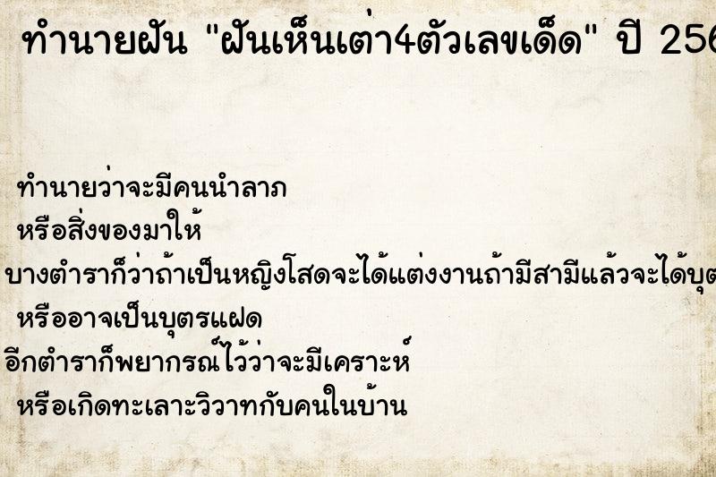ทำนายฝันทำนายฝันฝันเห็นเต่า4ตัวเลขเด็ด