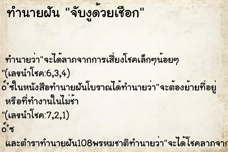 ทำนายฝันทำนายฝันจับงูด้วยเชือก