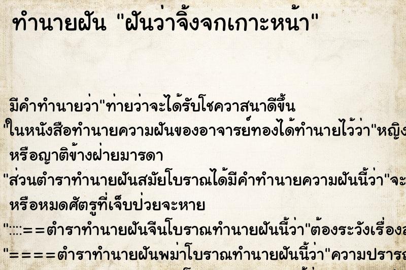 ทำนายฝัน ฝันว่าจิ้งจกเกาะหน้า ทำนายฝัน ฝันว่าจิ้งจกเกาะหน้า