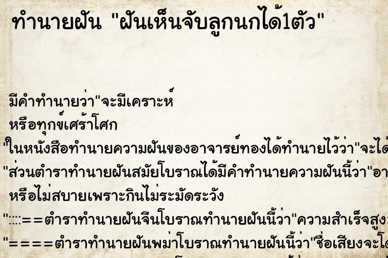 ทำนายฝัน ฝันเห็นจับลูกนกได้1ตัว ทำนายฝัน ฝันเห็นจับลูกนกได้1ตัว