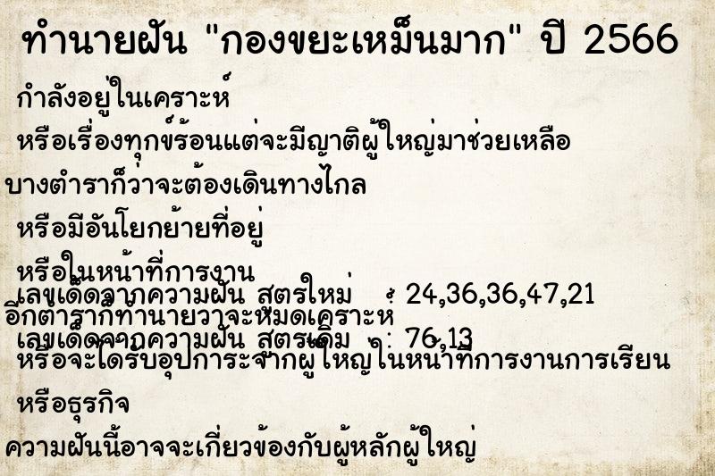 ทำนายฝัน กองขยะเหม็นมาก ทำนายฝัน กองขยะเหม็นมาก