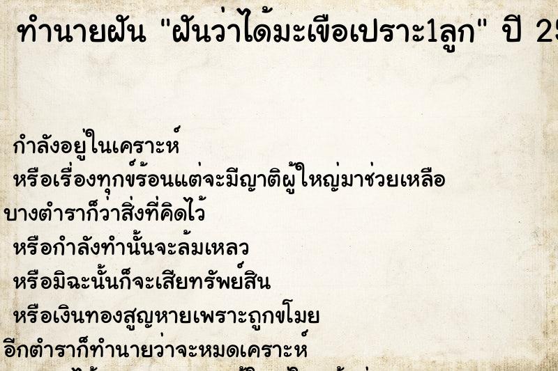 ทำนายฝัน ฝันว่าได้มะเขือเปราะ1ลูก ทำนายฝัน ฝันว่าได้มะเขือเปราะ1ลูก