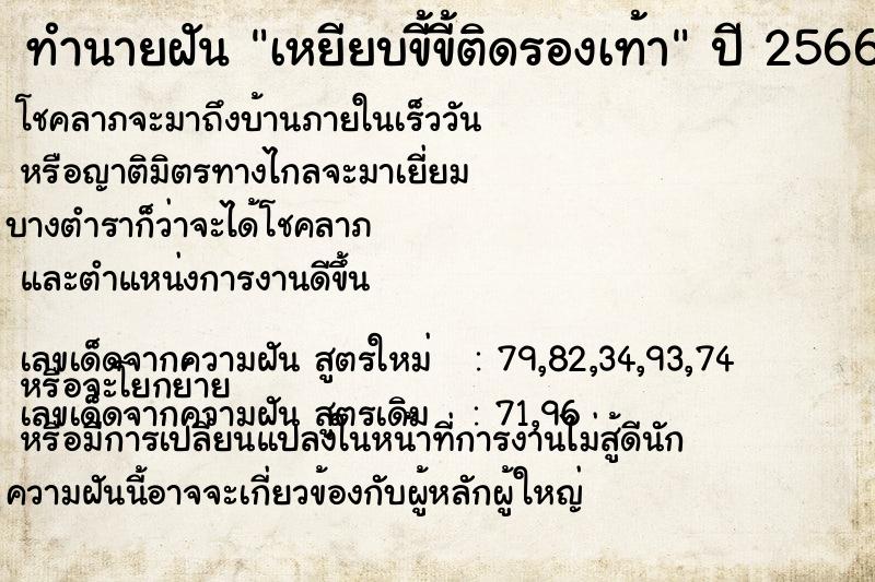 ทำนายฝันทำนายฝันเหยียบขี้ขี้ติดรองเท้า