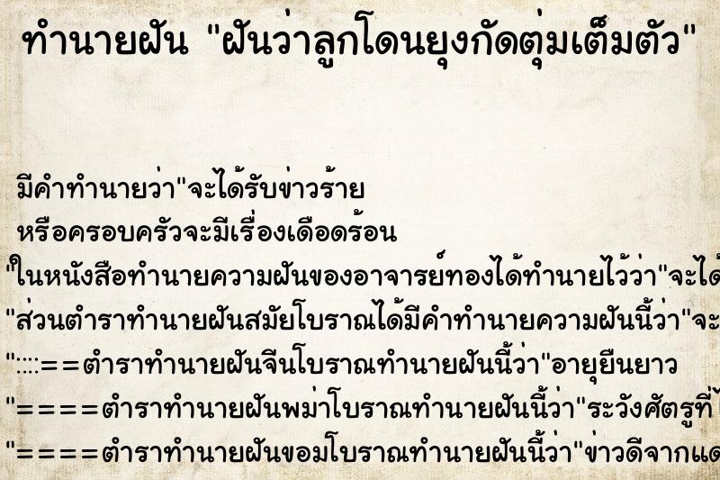 ทำนายฝัน ฝันว่าลูกโดนยุงกัดตุ่มเต็มตัว ทำนายฝัน ฝันว่าลูกโดนยุงกัดตุ่มเต็มตัว