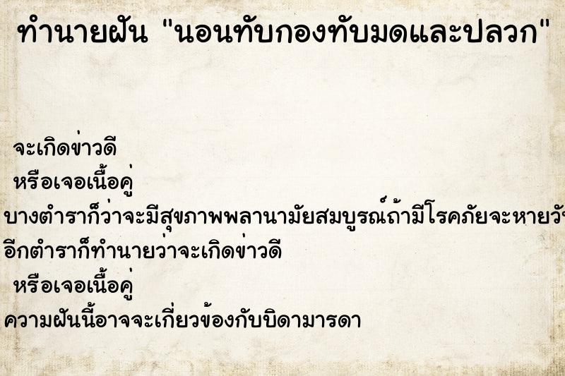 ทำนายฝันนอนทับกองทับมดและปลวก ทำนายฝันทำนายฝันนอนทับกองทับมดและปลวก