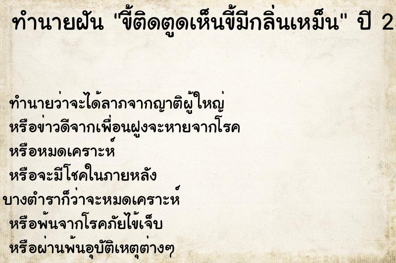 ทำนายฝันทำนายฝันขี้ติดตูดเห็นขี้มีกลิ่นเหม็น
