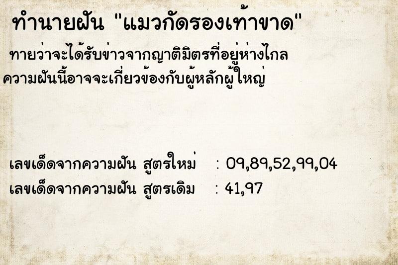 ทำนายฝันทำนายฝันแมวกัดรองเท้าขาด