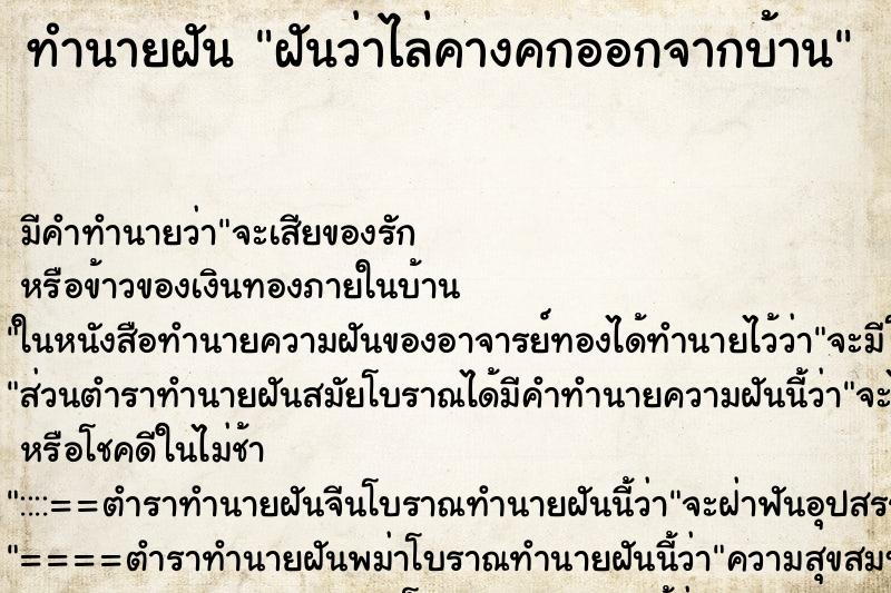 ทำนายฝันฝันว่าไล่คางคกออกจากบ้าน ทำนายฝันทำนายฝันฝันว่าไล่คางคกออกจากบ้าน