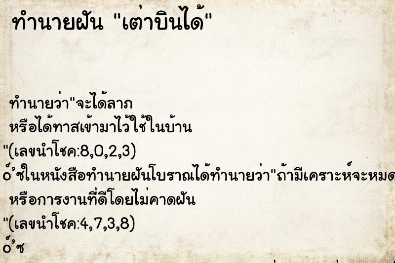 ทำนายฝัน เต่าบินได้