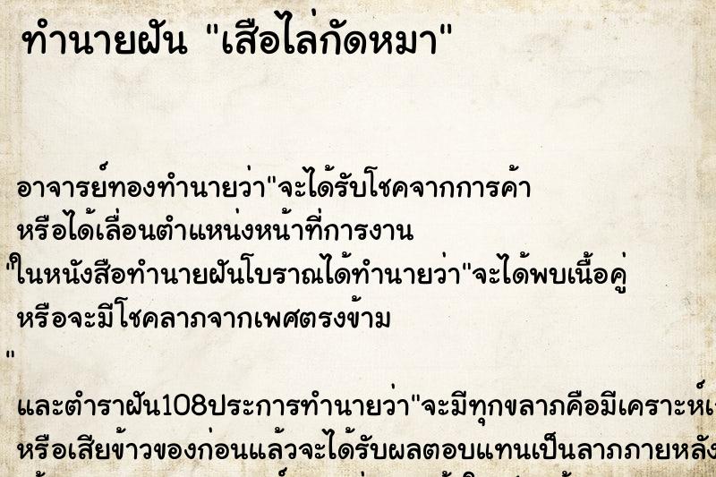 ทำนายฝัน เสือไล่กัดหมา