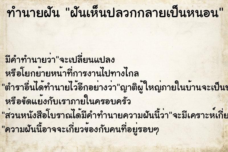 ทำนายฝันฝันเห็นปลวกกลายเป็นหนอน ทำนายฝันทำนายฝันฝันเห็นปลวกกลายเป็นหนอน