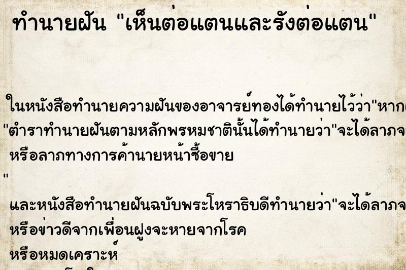 ทำนายฝัน เห็นต่อแตนและรังต่อแตน ทำนายฝัน เห็นต่อแตนและรังต่อแตน