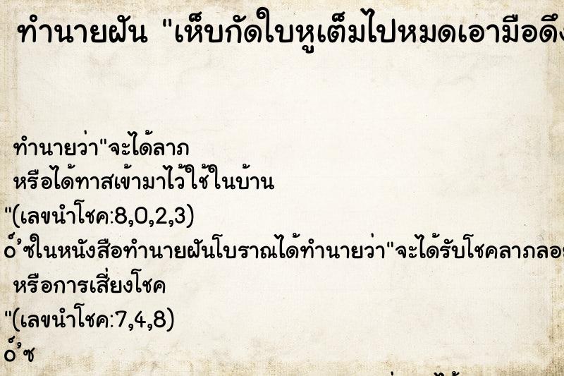 ทำนายฝันเห็บกัดใบหูเต็มไปหมดเอามือดึงออกเลือดไหล ทำนายฝันทำนายฝันเห็บกัดใบหูเต็มไปหมดเอามือดึงออกเลือดไหล